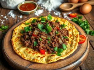 Panqueca de Carne Moída com Toque Brasileiro