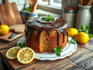 Bolo de Limão com Cobertura de Chocolate Delicioso