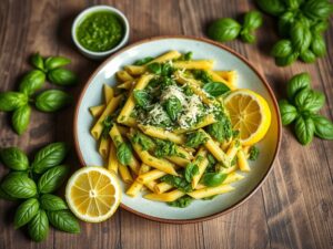 Penne ao Pesto de Manjericão com Toque de Limão
