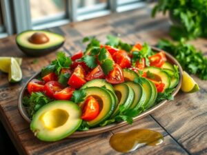 Salada Tropical de Abacate e Tomate