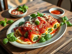Canelone de Ricota e Espinafre à Moda Italiana