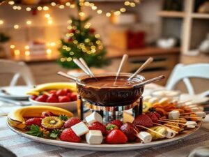 Fondue de Chocolate com Frutas Natalinas