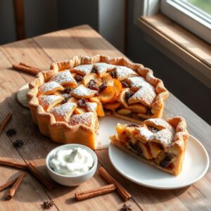 Torta de maçã com passas natalina