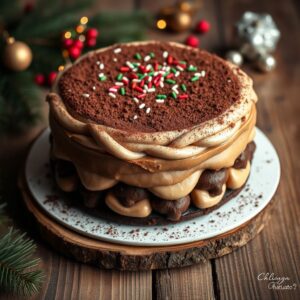 Pavê de Biscoito de Chocolate Natalino