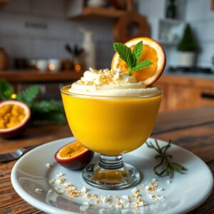 Mousse de Maracujá com Chocolate Branco Natalino